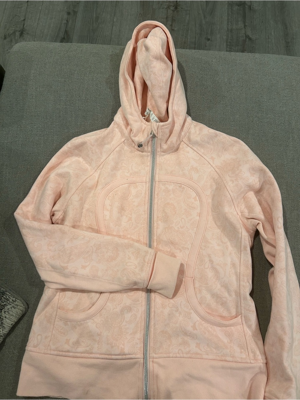 Lululemon Pink Paisley Scuba Full Zip Hoodie Jacket Size 12 - Picture 2 of 8
